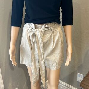 Zara beige cotton paperbag waist shorts S